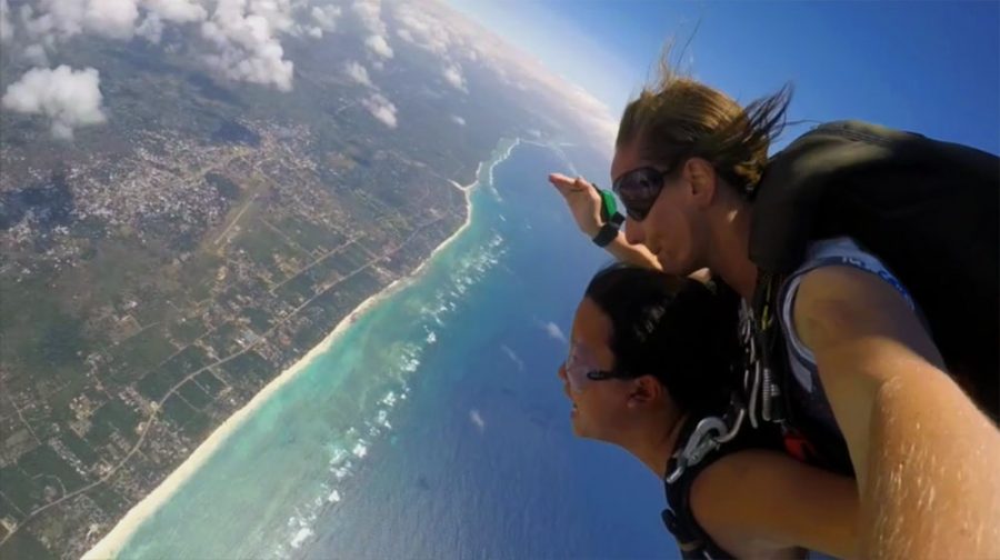 Skydiver over Diani Coastline